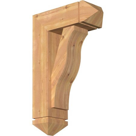 Ekena Millwork Funston Arts and Crafts Smooth Bracket w/ Offset Brace, Western Red Cedar, 7 1/2"W x 20"D x 32"H BKT0806X20X32FST03SWR